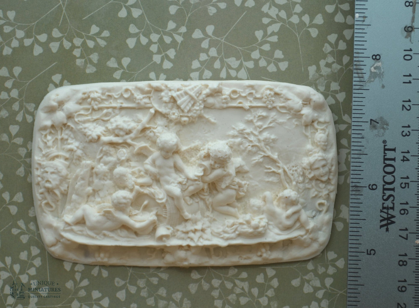 Ornate Cherub Frieze | Miniature Ceiling Carving for Dollhouse