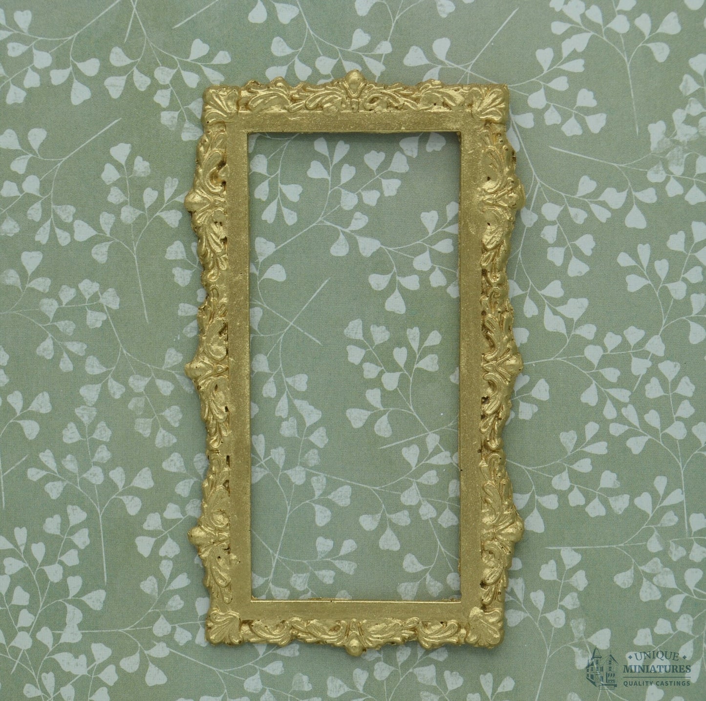 Gold Full-Length Nouveau Frame | Ornamentation for Dollhouse Miniatures