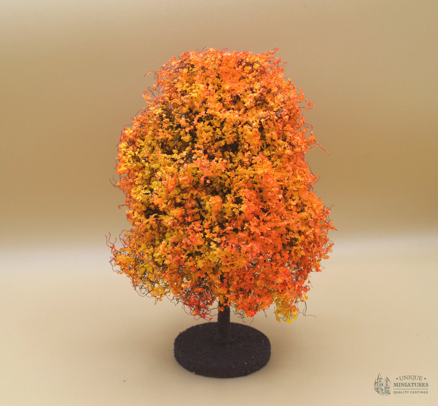 Small Orange Autumn Bush Tree  | 6 1/2 Inches | Miniature for Dollhouse Garden
