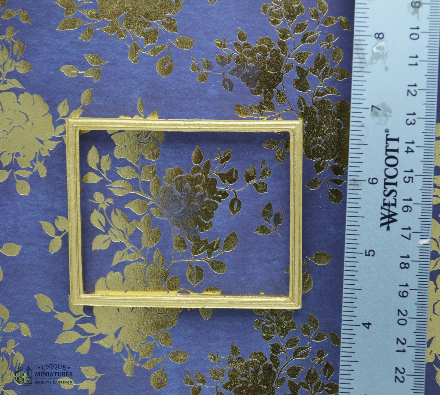 Simple Stepped Gold Frame | Miniature for Dollhouses | 3.5"