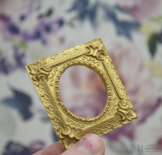 Golden Baroque Lily Frame | Miniature for Dollhouses | 1.75” x 2”