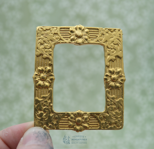 Gold Nouveau Daisy Frame | Miniature for Dollhouses | 1.75” x 2”
