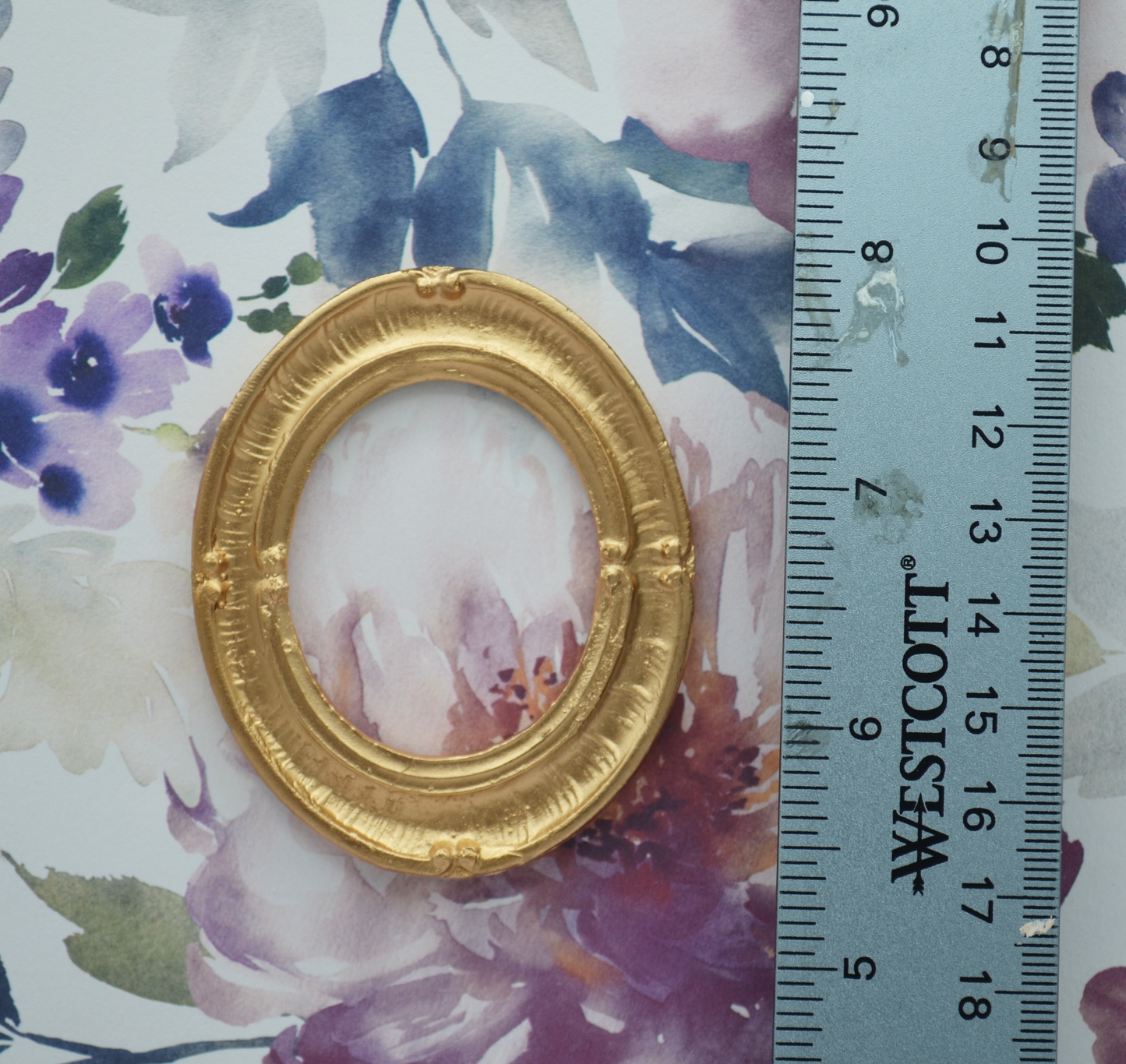Ribbed Gold Oval Frame | Miniature for Dollhouses | 2.75” x 2.25”